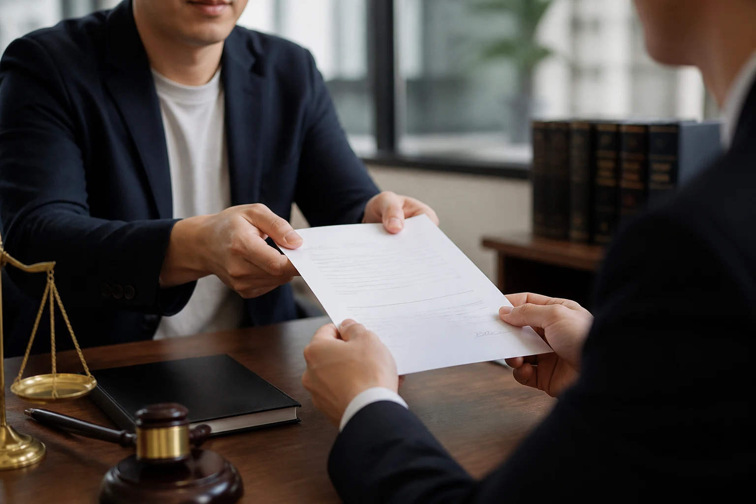 폭행죄 변호사 비용 상담과 자료 확인 장면
